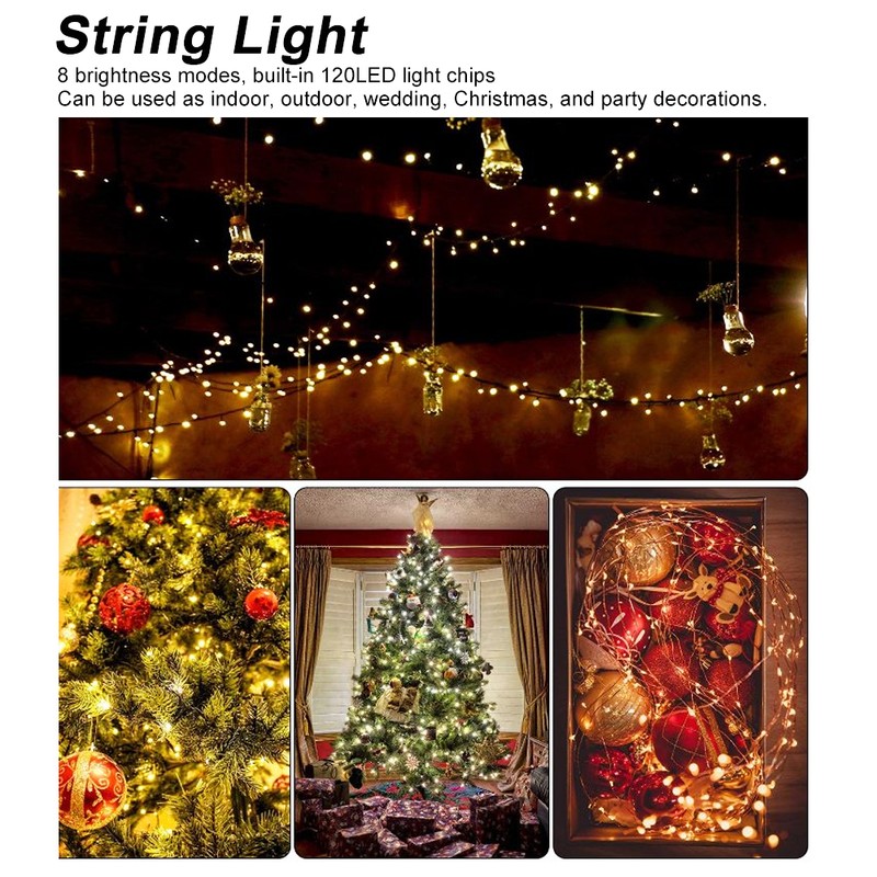 Outdoor Solar Power 120LED Chips Umbrella String Lights for Garden