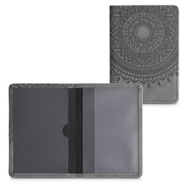kwmobile Vehicle Registration Certificate Case with Card Slots, Faux Leather Case, Registration Certificate, Indian Sun Grey