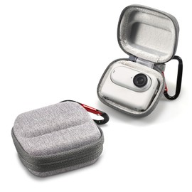 Small Storage Case for Insta360 GO 3/GO 3S Accessories, Mini Travel Portable Bag with Carabiner, EVA Hard Shell Protective Lens(Grey Canvas)