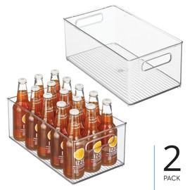 iDesign Stackable Fridge Bin - Kitchen Storage Bin for Pantry, Cabinets, or Fridge, Set of 2, Clear