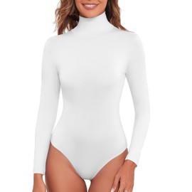 Kindcall Women Long Sleeve Bodysuit Shirts Shapewear Tummy Control for Teen Lady (White,X-Small)