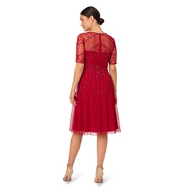 Adrianna Papell Women's Beaded Midi Dress, Cranberry