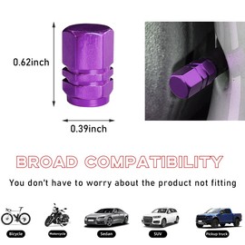 Ohleats 12 PCS Car Tire Valve Stem Caps, Leakproof Tire Air Cap with O Rubber Seal, Aluminium Wheel Valve Dust Cover for SUV Truck Motorcycle Bike, Universal Car Accessories (Purple)