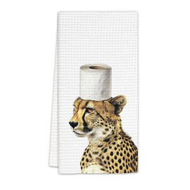 FIicy Leopard Bathroom Decor Hand Towels, Cheetah Bathroom Decor, Preppy Cheetah Leopard Decorative Hand Towels for BathroomWashroom, FunnyLeopard Bathrooms Accessories Decor(16x24 Inch)