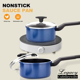 Legacy Culinaryware Nonstick Sauce Pan with Lid,2QT small pot, PFOA Free,Kitchen Pots Induction Pot,Blue