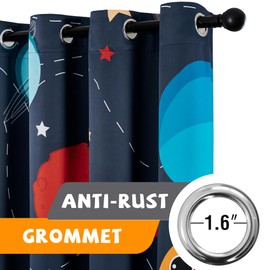 BOHOMOCASA Kids Space Themed Blackout Curtains - 2 Panels, Each W42×L72, 100% Blackout, Perfect for Bedroom and Nursery, Energy Saving with Vibrant Cosmos Patterns