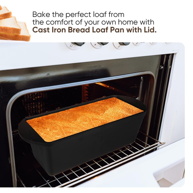 Oranbulb Cast Iron Bread Pan 13x5 Inch Loaf Pan, Cast
