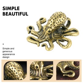 HOMSFOU Toy Copper Mini Octopus Statue Feng Shui Brass Animal Figure Miniature Octopus Sculpture Small Sea Creature Table Decor Home Ornament Tea Pets Miniforce Toys