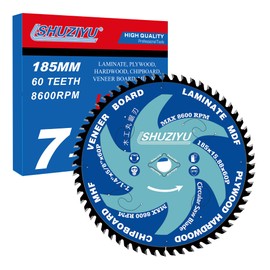 LSHUZIYU 7-1/4”(185MM)-60T, Super Thin Kerf 1/16"(1.6MM), Arbor 5/8", Anti-Stick Coating, Circular Saw Blade, FRAMING&Ripping, for Laminate, Veneer Board, Plywood, Hard Wood, MDF and HDF Cutting