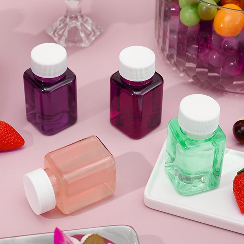 huixiaoqing 12 Pcs 100ml Juice Bottles with caps, Clear Small