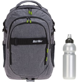 2-Piece Set Bestway School Backpack Packer Boys Girls Backpack School Bag 40177 + Water Bottle, Dark Side (Grey) 1701, School backpack