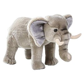 12” Standing Stuffed Animals for Boys & Girls, Safari Baby Shower Decorations, Soft Plush, Nursery Décor, Huggable Soft Toys, Realistic Features, Elephant, Lion, Wolf, Rhino & More (Elephant)