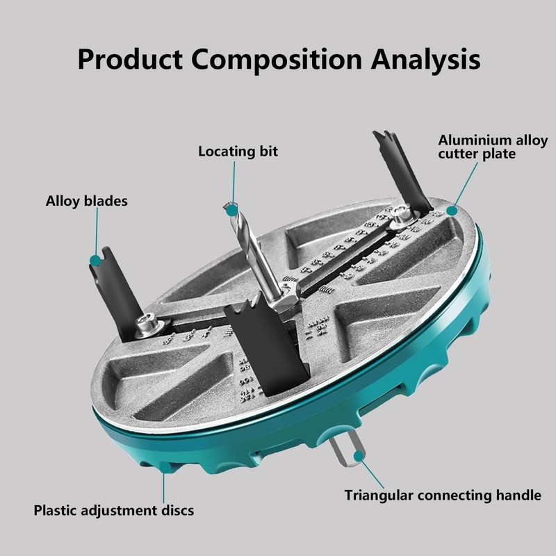 TOOSOAR Adjustable Round Hole Saw, Adjustable Diameter 45-130mm, for Solid