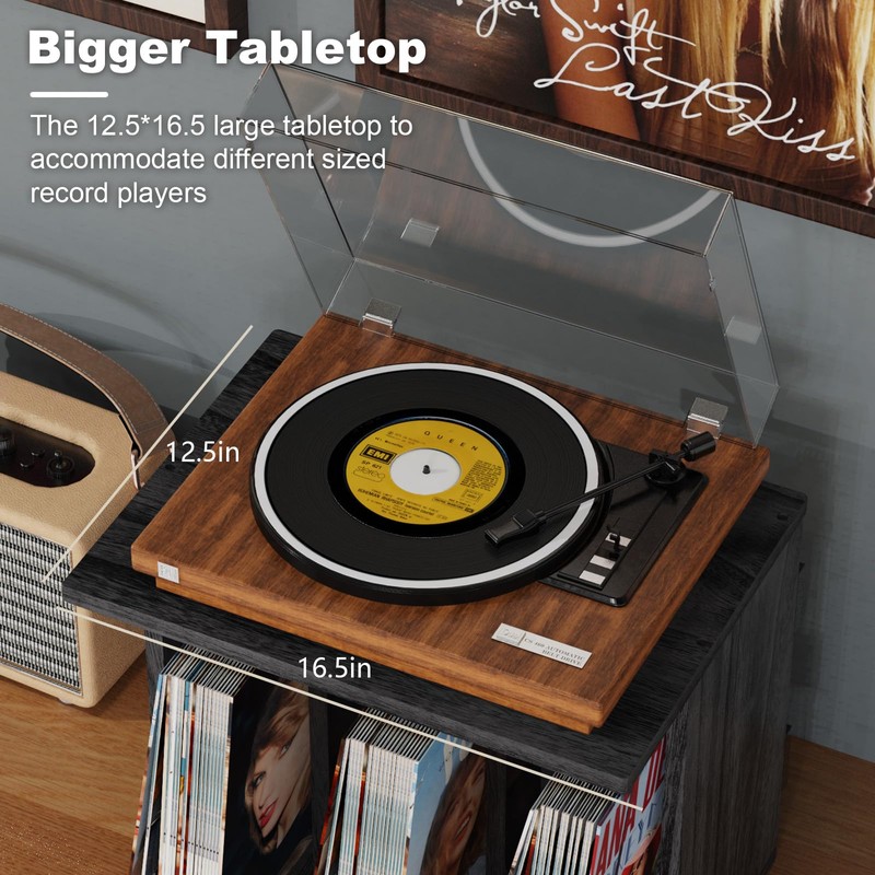 Emfogo Vinyl Record Storage, Record Player Stand Wall Mount Up