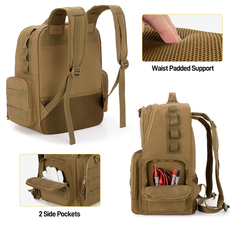 Rexmica Tool Bag Backpack for Men with 3 Tool Pouches,