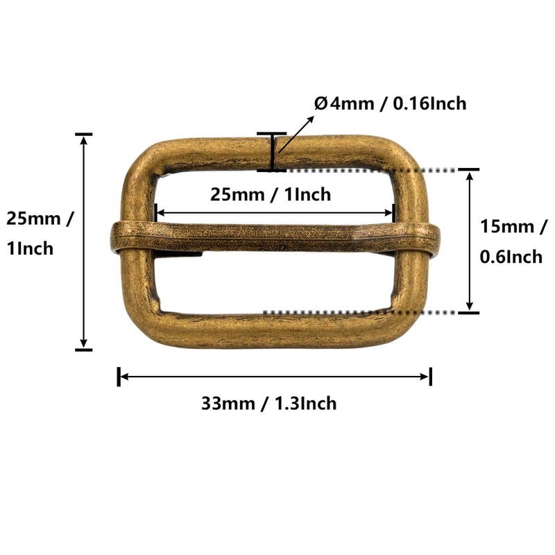 BIKICOCO Metal Slide Adjuster Buckle Tri-Glides with Movable Center Bar,
