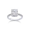 PAVOI Rhodium Plated Emerald Cut Cubic Zirconia Engagement Ring for Women | Pave Band Promise Jewelry | Fake Wedding Ring | Size 6, White Gold, Cubic Zirconia