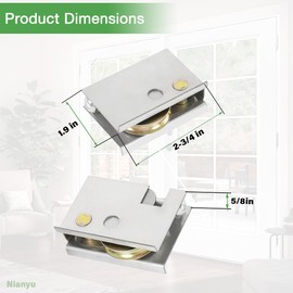 Ninayu 2 Pack 0C5Y00P0 Patio Door Rollers and 2 Pack Sliding Door Locks Compatible with Pe-lla Sliding Patio Doors 2 Rollers Per Set, 1-1/2" Steel Ball Bearing, Adjustable Height Sliding Door Rollers