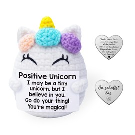 GROVBLE Unicorn Gifts for Women, Courage Gift, Girls Pocket Hug, Lucky Charm, Comfort Gifts, Positive Unicorn, German Unicorn Doll Encouragement, Emotional Support, for Friends and Family