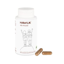 HAWLIK 40-Plus Bio Vitalpilzmischung 240 Kapseln, Mit Vitamin C, Kombination aus Reishi, Cordyceps, Shiitake, Agaricus, Natürlicher Anbau, Vegan