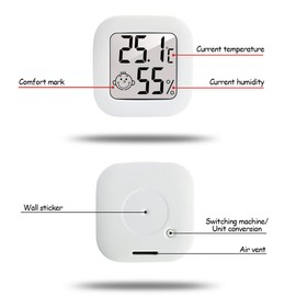 Temperature And Humidity Monitor 3 PCS,White Mini Digital Thermometer Hygrometer,Thermometer Humidity Meter With LCD Screen For Baby House Green house Home Room Bathroom Warehouse Car Indoor Outdoor
