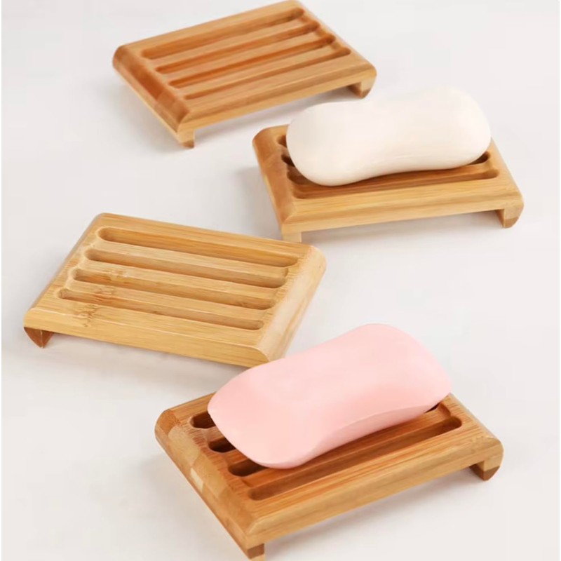 Bamboo Soap Dish, Wooden Soap Dispenser for Bathroom, Kitchen, Dining