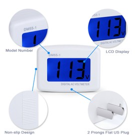 Eversame Flat US Plug AC 80-300V LCD Digital Voltmeter Voltage Measuring Monitor, AC 110V 220V Voltage Panel Power Line Volt Test Monitor Gauge Meter for Household Plug into Outlet to Measure Voltage