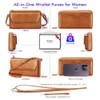 nuoku Womens RFID Wallet Purse Wristlet Crossbody Clutch with Zip