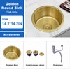 Gold Round RV Sink 14 Inch Undermount Kitchen Single Bowl