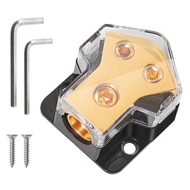 RED WOLF 2-Way Distribution Block Power Distribution Block for Car Boat Audio Stereo Amplifier Power Distribution Block 1 in 2 Out Block Splitter