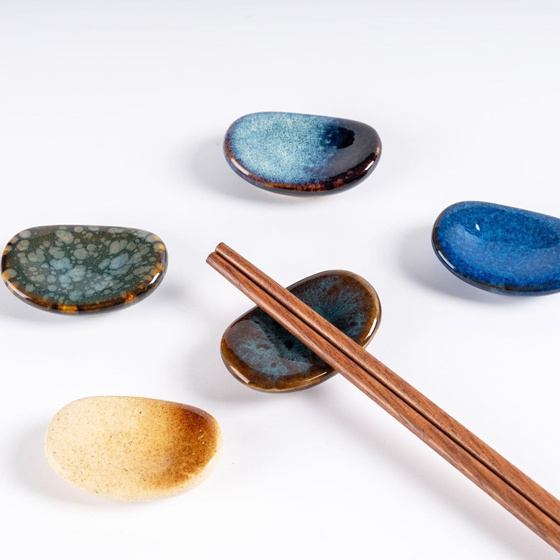 STE-CER Ceramic Chopsticks Holder,Japanese Chopstick Rest,Spoon,knife & Fork Stand,Set of
