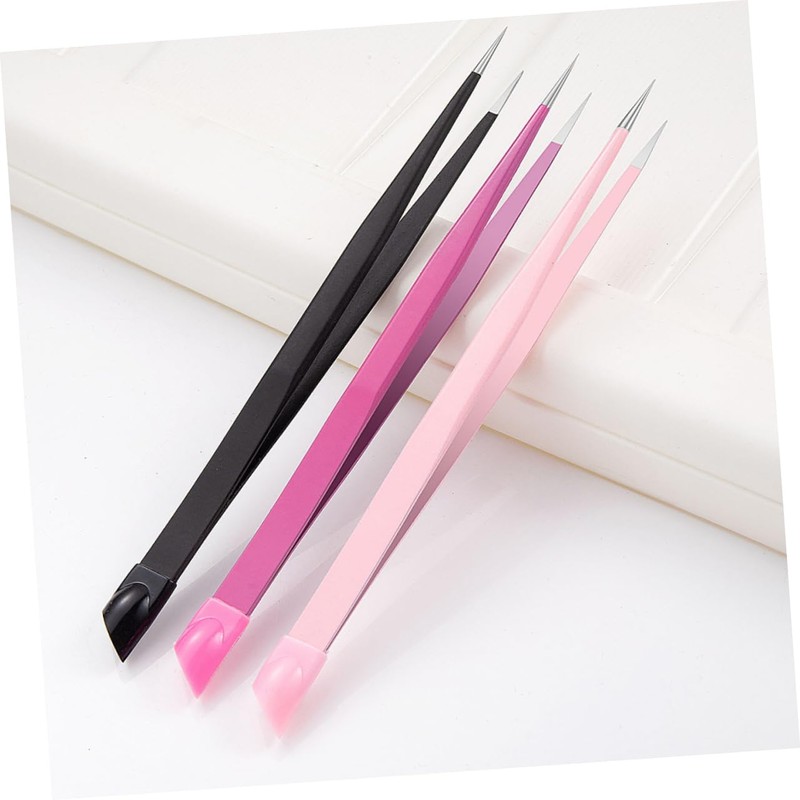 TOVINANNA 3pcs Nail Art Tweezers Double-ended Tweezers for Eyelash Extensions
