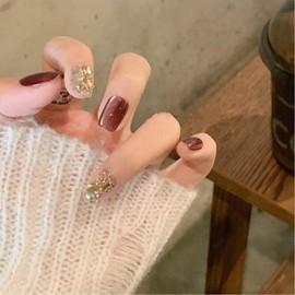 Nail Tip, 24 Pieces, Short Round False Nails, Medium, Japanese Style, Bride Nail, 3D Claws, Cat Eyes, Gel Nails, Glitter, Glossy, 3D, Nail Seal, Korea, Popular, Bright, Handmade Nail Tip, Nail