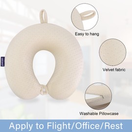 Gosider Memory Foam Neck Pillow Comfortable Travel Neck Pillow Neck and Head Support Lightweight Portable Airplane Travel Pillow for Sleeping, Traveling,Car, Train, Bus and Home Use Beige