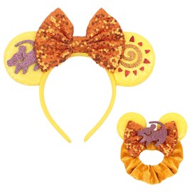 zhezesmila Lion King Minn Ears Headband, Simba Minn Ears Headband, Animal Kingdom Minn Ears, Rainbow Sparkle Mouse Ears,Minn Ears Hair Accessories for Girls