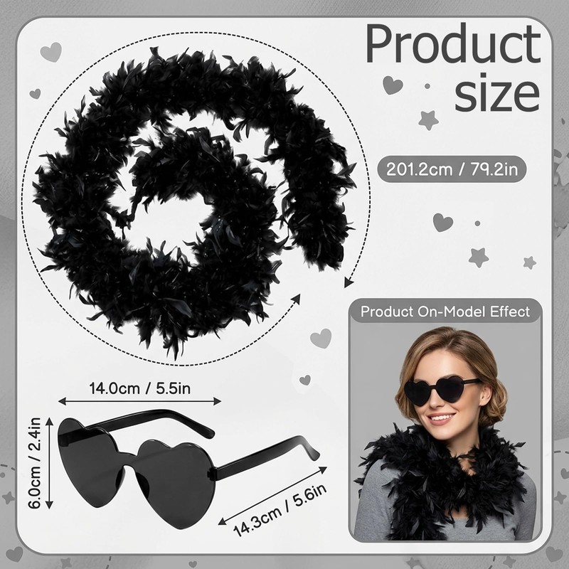 Black Feather Boa, Feather Boas, 200cm Black Feather Boas with