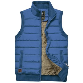 Vcansion Men's Outdoor Casual Stand Collar Thicken Qulited Fleece Jacket Vest Padded Lightweight Down Vest Coat Light Blue US XL
