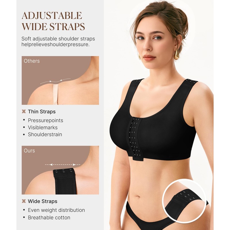 BRABIC Women Front Closure Post Surgery Compression Everyday Bras for
