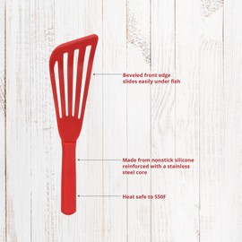 Maine Man Silicone Fish Spatula, Non-Stick Angled Turners, For Delicate Foods, Draining Liquids, And Everyday Cooking, Set Of 2