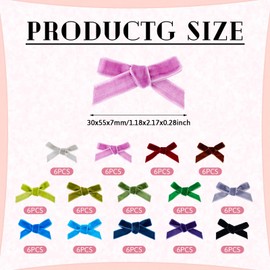 Beadthoven 84Pcs Mini Velvet Bows for Crafts 14 Colors Tiny Twist Tie Bows Mixed Color Small Bows Gift Wrap Bows for DIY Craft Sewing Decoration Embellishment Scrapbooking Christmas Gift Wrapping