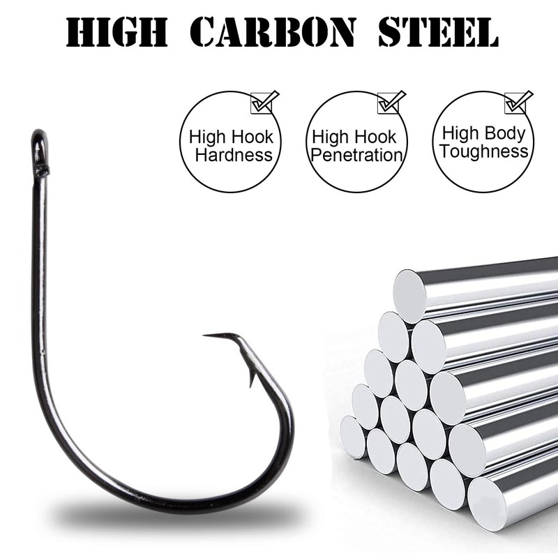 AGOOL Circle Hook Black High Carbon Steel Hook Chemically Sharpened