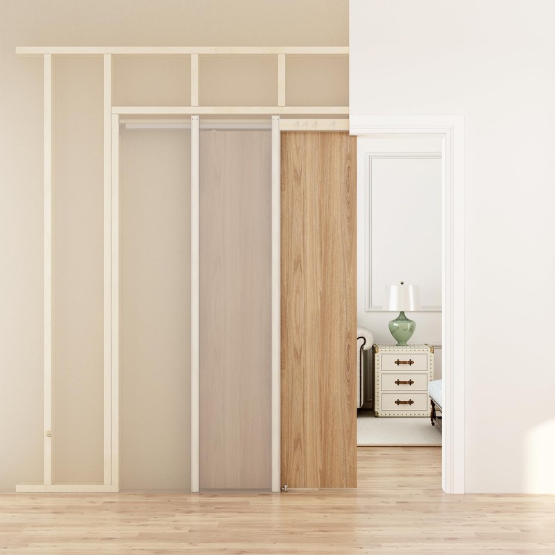 JUBEST 28"x80" Pocket Door Frame Kit with 88LBS Two-Way Soft-Close