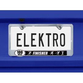 Elektroplate – 100 Mile Ultra Marthon Finisher Chrome-Plated All-Metal Standard Size Premium 3D License Plate Frame Tag Holder for Cars/SUVs/Trucks Weather-Proof Automotive Accessory