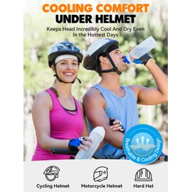 HIKENTURE Cooling Skull Cap,Cycling Cap Helmet Liner,Running Beanie for Men Women,Bike Hat Under Helmet (WhiteGrey)