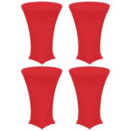 uxcell 4pcs Round Cocktail Tablecloth 24" x 43", Highboy Spandex Stretch Tablecloth Table Cover, Fitted High Top Table for Bar Wedding Party, (Red)