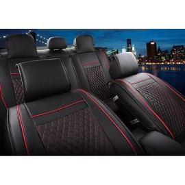Black Quilted Diamond PU Leather Full Set Seat Covers For Nissan Qashqai Juke
