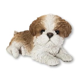Oubia Relax Shih Tzu Brown White 8.9 x 5.1 x 4.8 inches (22.5 x 13 x 12.3 cm) Doll Figurine Figurine Animal Garden Decoration Realistic Cute Dog Dog H21152