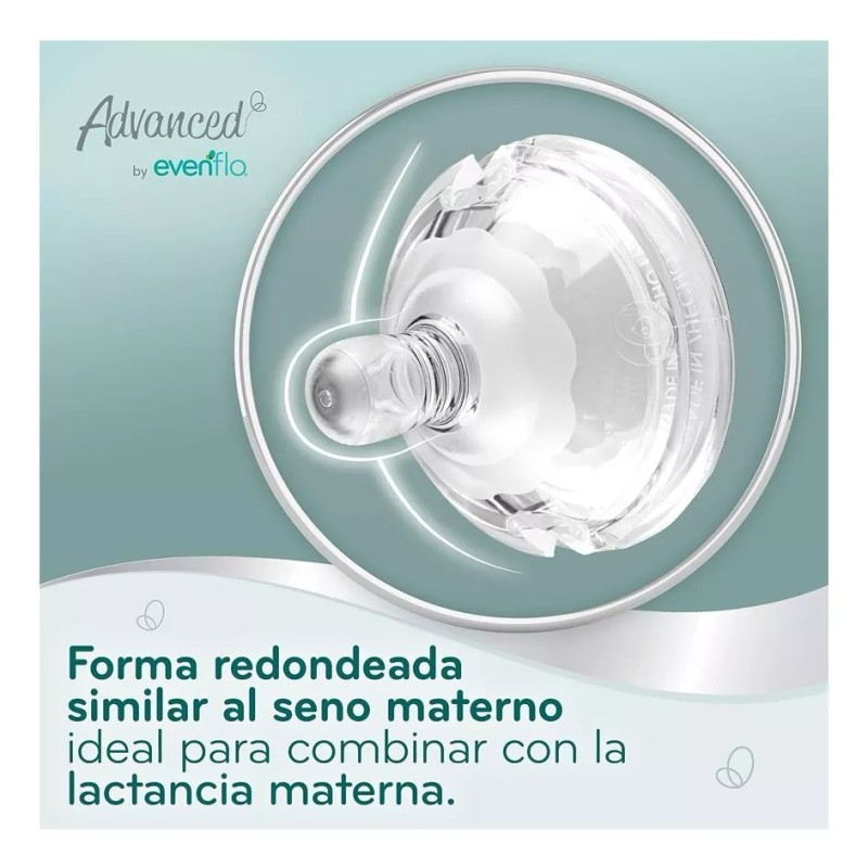 Evenflo Mamila Evenflo Advanced Tetina Cuello Ancho Flujo Rapido 2pz