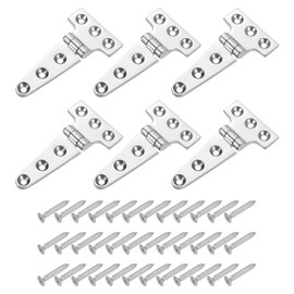QUARKZMAN Pack of 6 Heavy T Hinges, Marine Grade T Hinge 4 Inch x 2 Inch Stainless Steel Boat Hinges Cast Band Hinge with Screws for Boat Hatch Yard Doors Barn Door, Silver