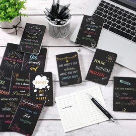 Tenare Set of 12 Appreciation Gifts for Colleagues, Inspirational Vintage Notebooks, Mini Pocket Notebooks, Ballpoint Pen with Motivational Quotes for School, Office, Home (Black, Black)